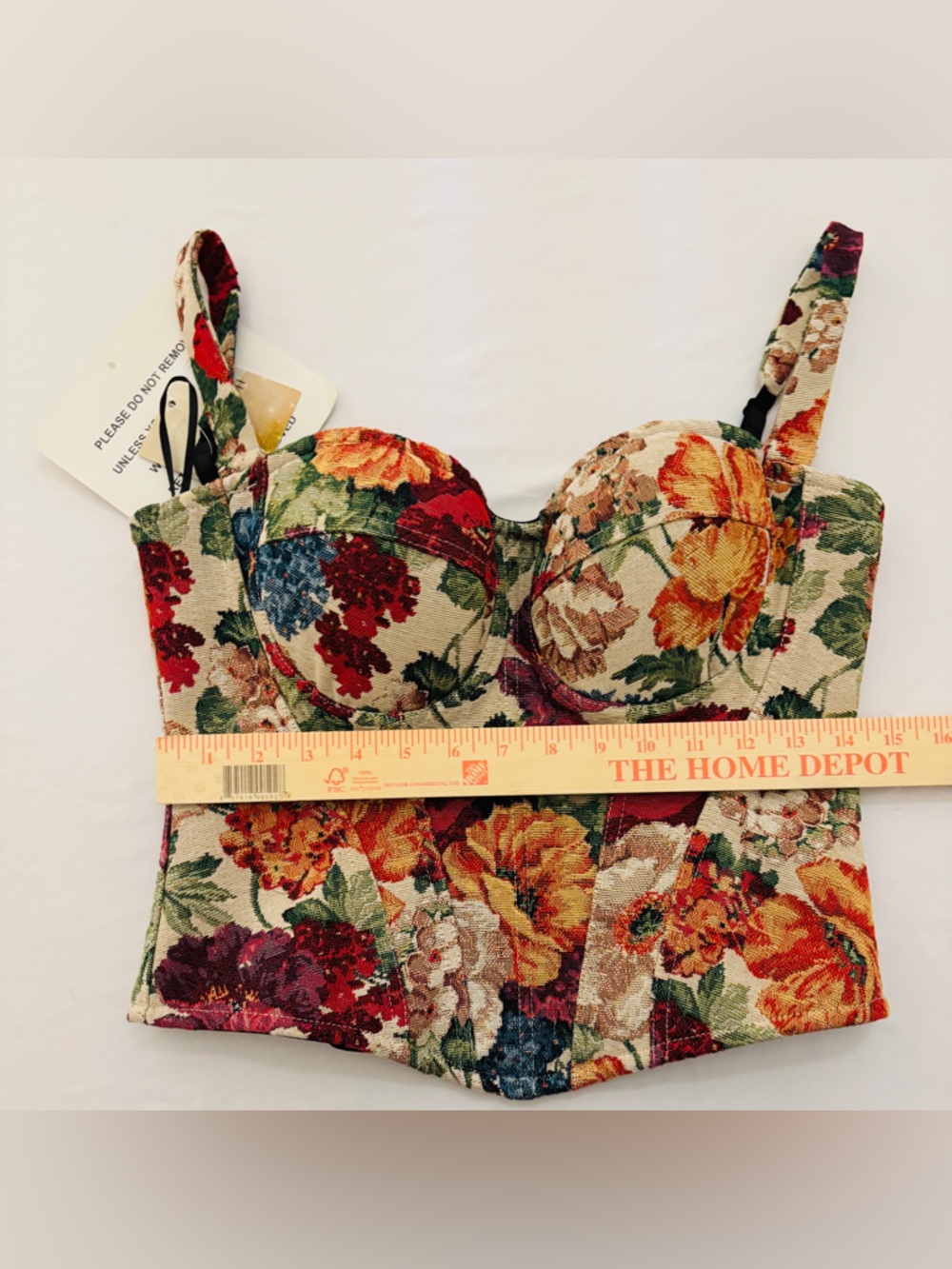 Chicwish Floral Tapestry Bustier Top - Red, Blue, Green, Cream Women’s M NEW - Picture 5 of 11